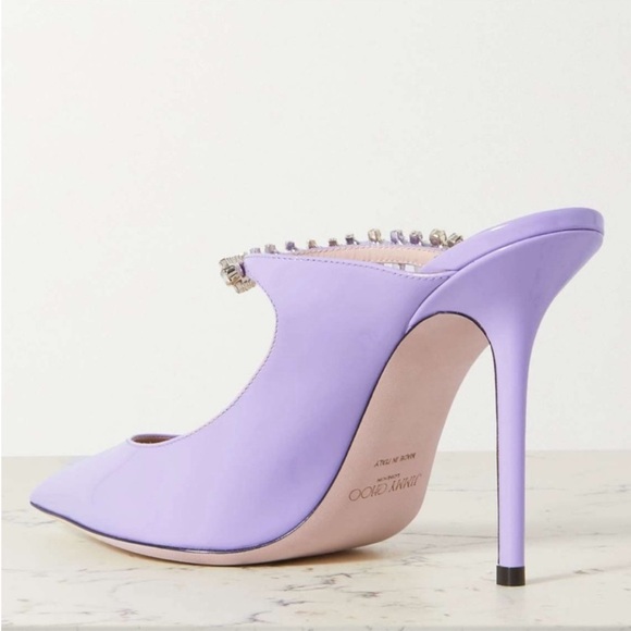 New JIMMY CHOO Bing 100 Lilac crystal-embellished patent-leather mules $1,095 - Picture 5 of 16